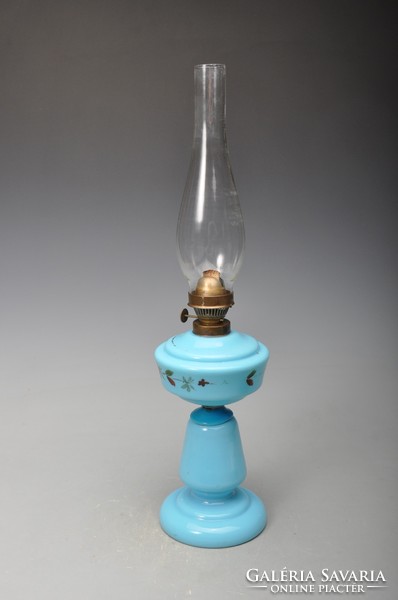 Antik szakított huta üveg petróleum lámpa,Felújitott -  Müködik.