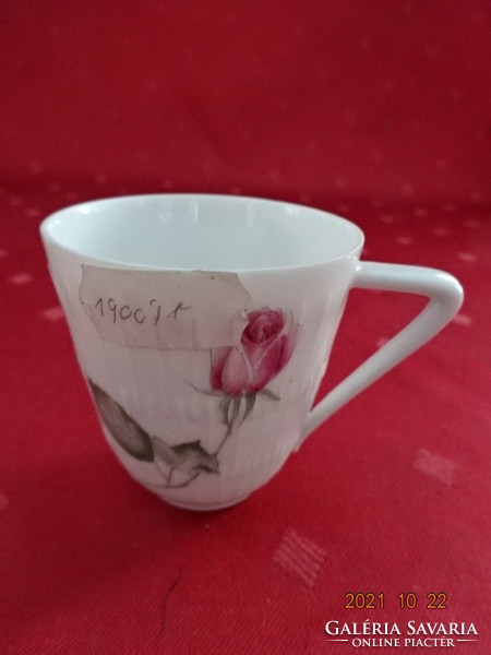 Hutschenreuther German porcelain coffee cup with rose pattern. He has!