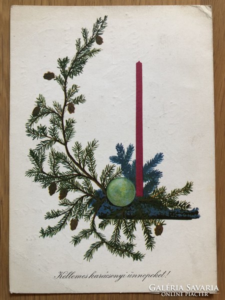 Aranyos Karácsonyi képeslap - Gyurics Éva rajz