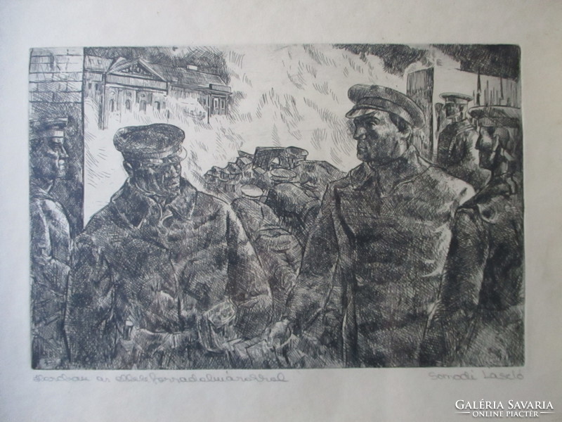 Collectors attention! 10 pieces of old communist-themed etchings / from the party office / framed uniform