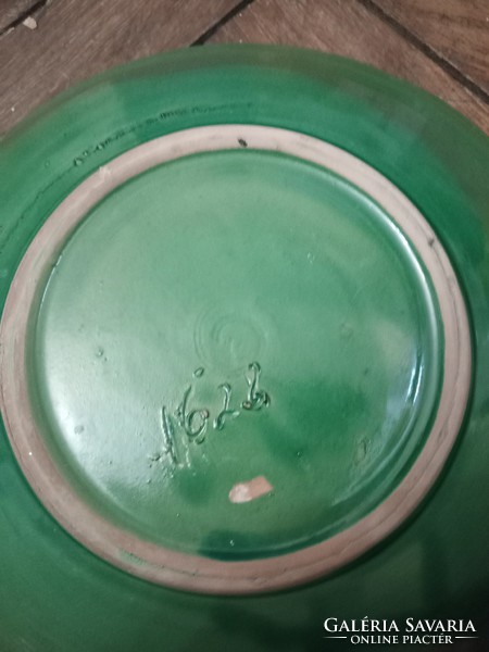 Hat darab gyönyörű zöld kerámia kistányér