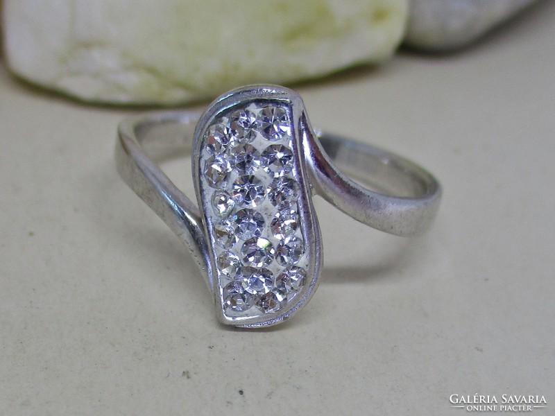 Beautiful elegant silver ring with lots of zirconia