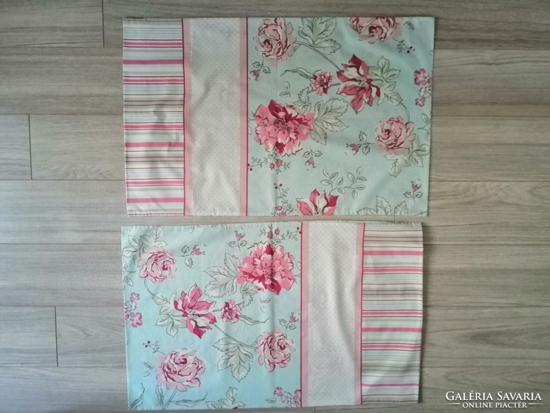 2 vintage floral, striped, polka dot pillowcases