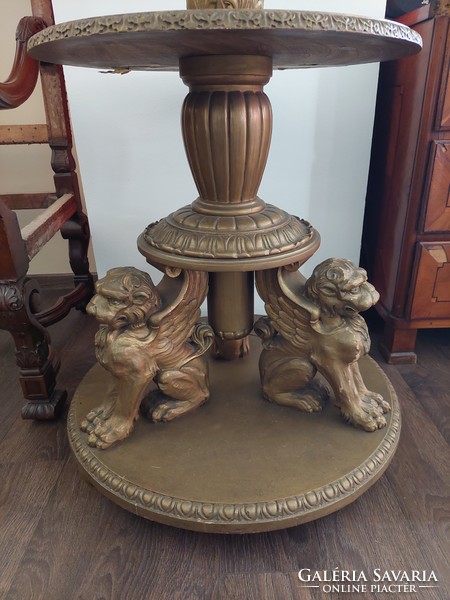 Empire figural standing lamp with lions