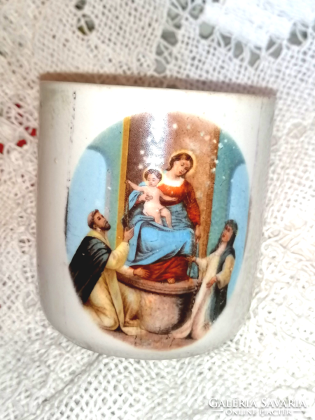 Old Zsolnay Virgin Mary with baby Jesus mug, cup