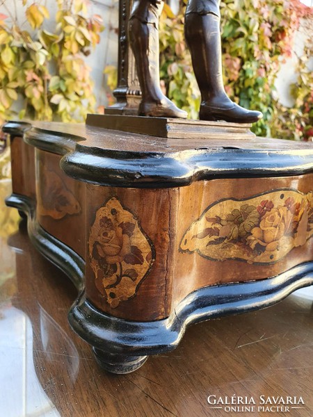 Old sculpture with inlaid wooden box base