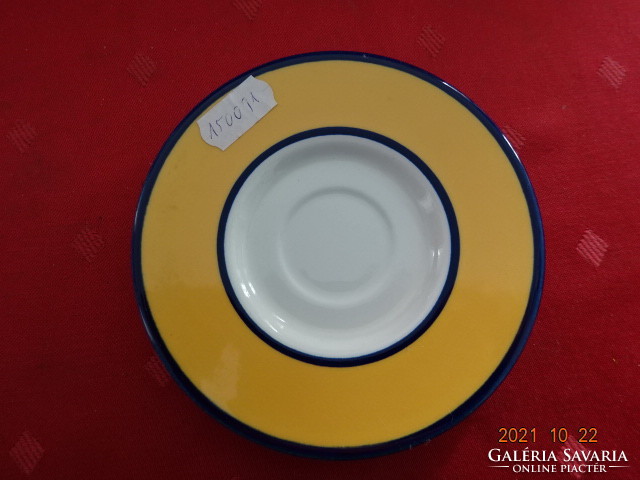 Italian porcelain coffee cup placemat with yellow and blue stripes, diameter 12 cm. He has!