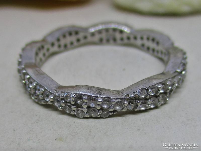 Wonderful braided silver stone wedding ring