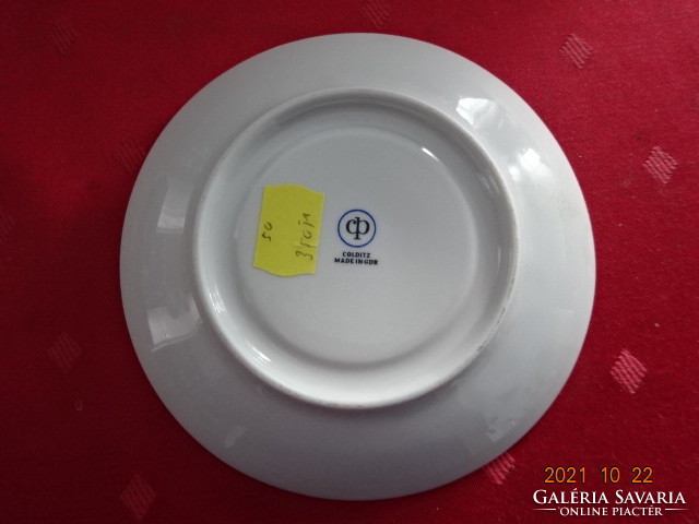German porcelain teacup coaster with red border, diameter 13.8 cm. He has!
