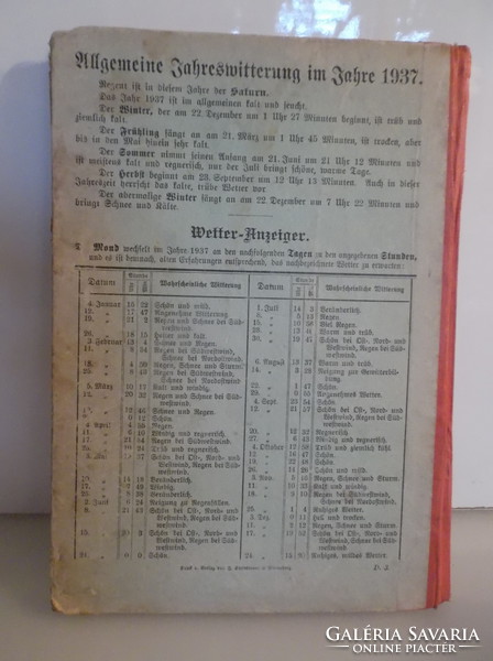 Book - 1937 - year - calendar - 23.5 x 16 cm - beautiful condition