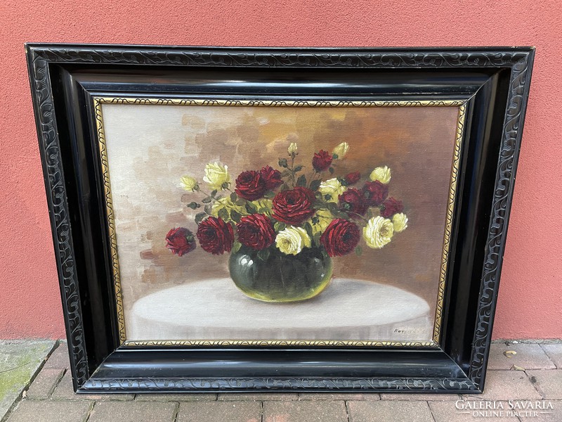 Rosy still life painting oil painting flower still life unknown