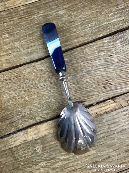 Fiber serving spoon with old agate handle