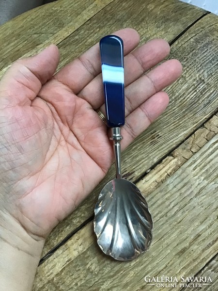 Fiber serving spoon with old agate handle
