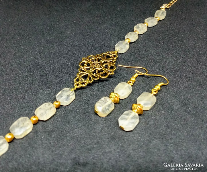 Champagne colored crystal set, bracelet and earrings