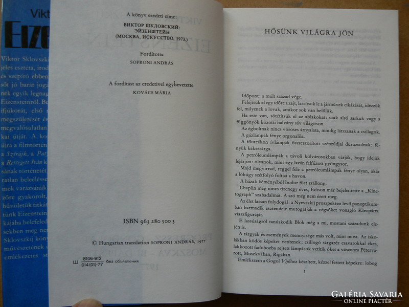 Eizenstein, Viktor Sklovsky 1977, (Moscow 1973), book in good condition