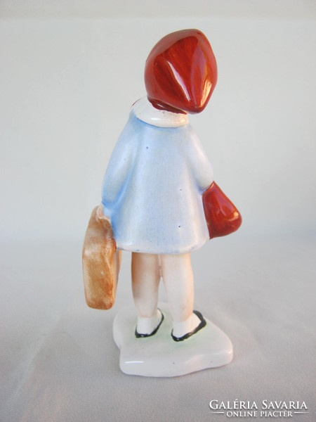 Retro ... Bodrogkeresztúr ceramic figurine nipple traveling little girl