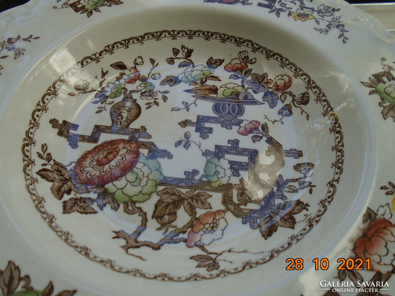 Crown ducal English porcelain plate with Chinese vase and flower designs, embossed fruit designs