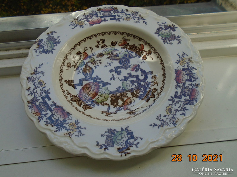 Antik CROWN DUCAL angol porcelán tányér kínaizáló  FORMOSA mintával, dombor gyümölcs mintákkal,