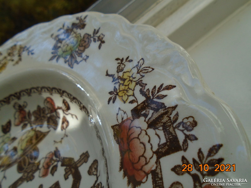 Antique crown ducal English porcelain plate with Chinese formosa pattern, convex fruit patterns,