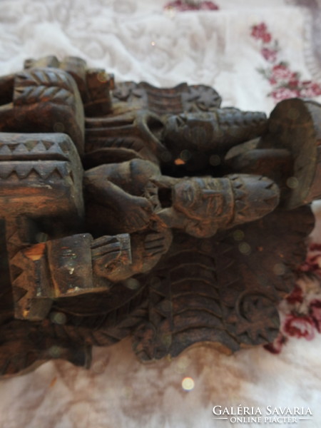 Antique Mythical Oriental Wood Carving 18th Century