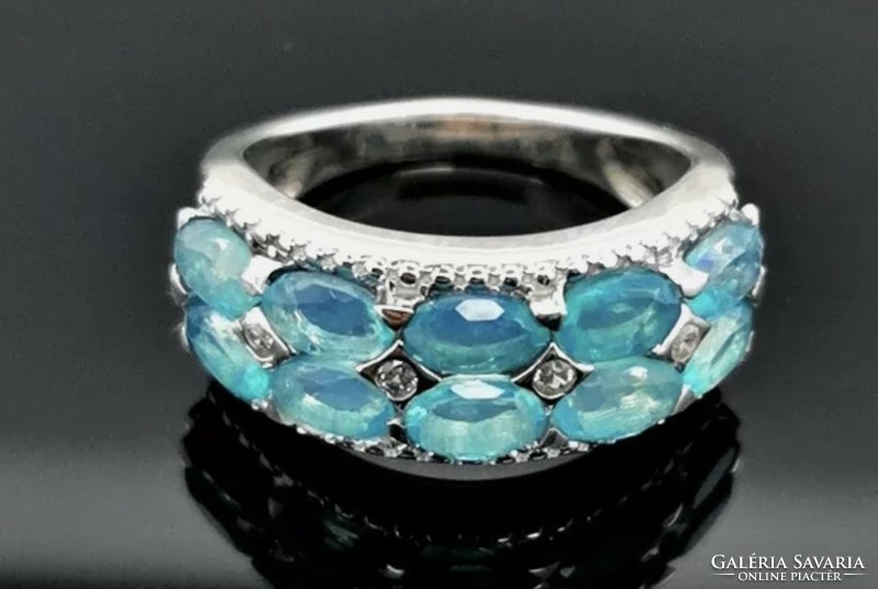 Paraiba kék opál köves gyűrű  925  új 60-es méret