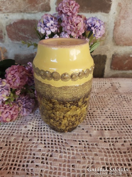 Veb haldensleben retro yellowish greenish vase collector's rare piece German mid century modern