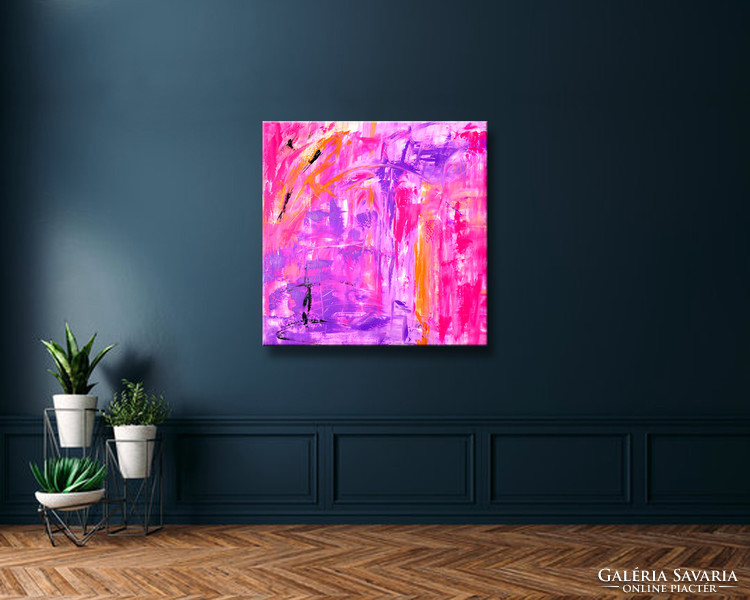 Vörös Edit: Pink Passion 4 Modern Abstract 80x80cm