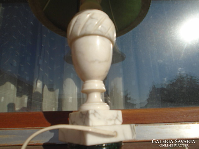 Beautiful elegant alabaster (marble) table lamp works perfectly. Nice cover! Antique but almost new and
