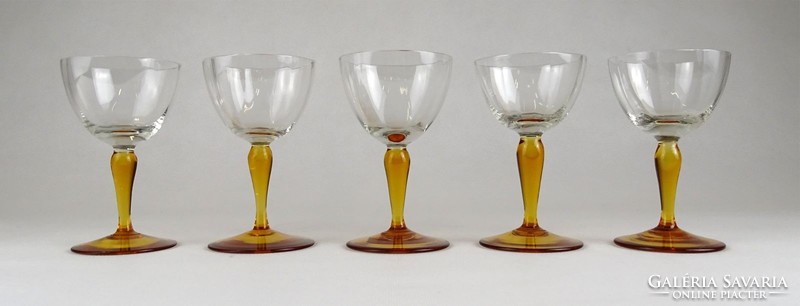 1G508 amber art deco base glass liqueur glass 5 pieces