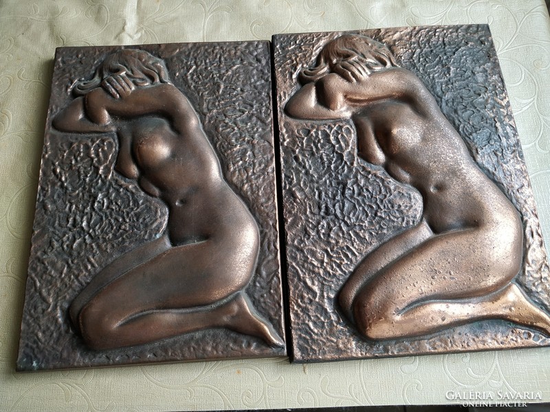 Copper wall decoration, embossed copper women's nude 2 pcs for sale!