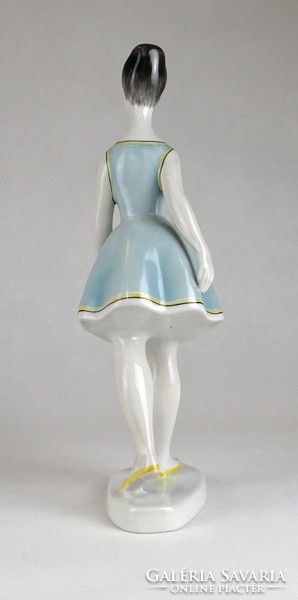 1G522 raven house porcelain blue dress walking woman statue 25 cm