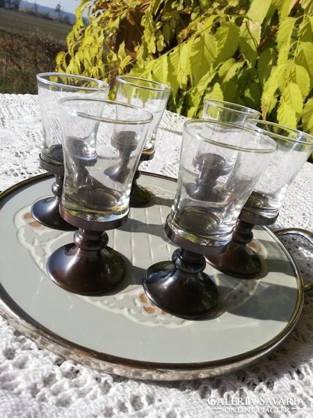 Glass aperitifes with metal base