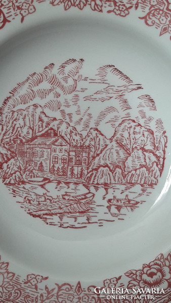 Francia piros fajansz porcelán tányér