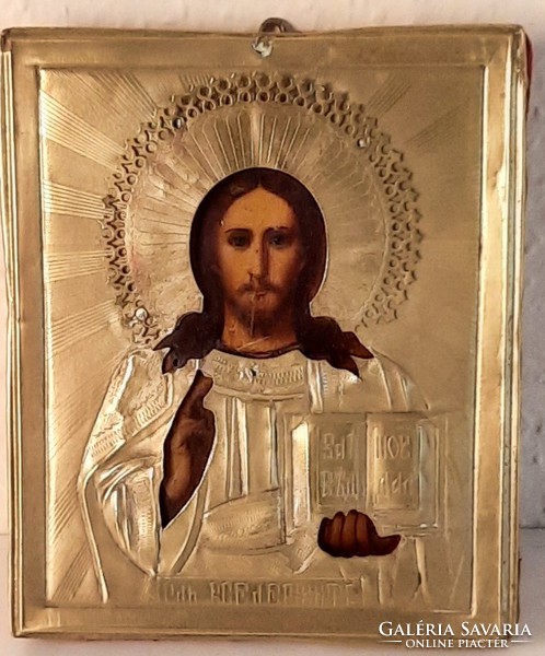 19th century Russian icon with copper chest