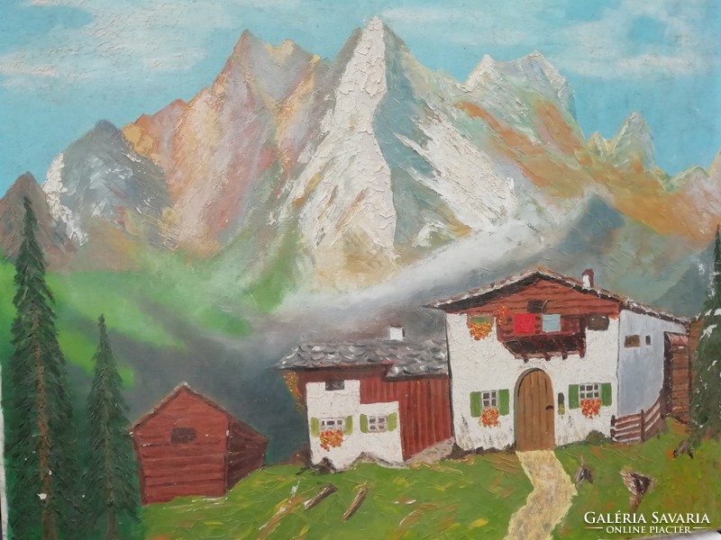 Alpesi csendélet olaj vászon festmény