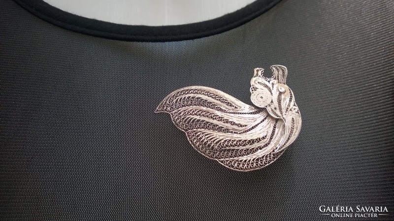 Egyedi-különleges-Filigrán szerelhető ékszer-bross-medál-kitűző 925-ös bagoly