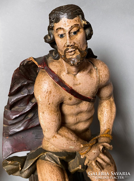 Very old, church, painted wooden Jesus statue!