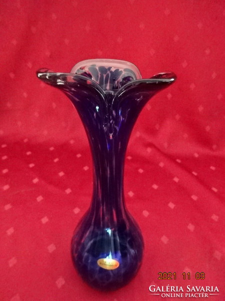 Handmade cobalt blue glass vase, height 21 cm. He has!