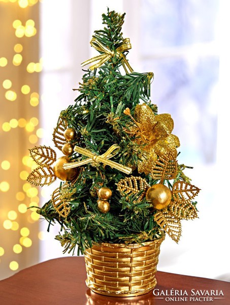 Decorated small Christmas tree - for desk, chest of drawers