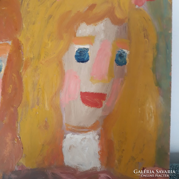 Twins - blonde girls - expressionist painting