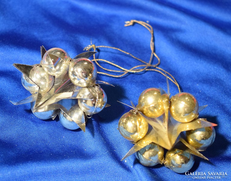 Old antique Christmas tree ornament with star spheres 2pcs.