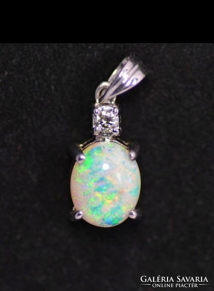Original natural Australian crystal opal pendant with diamonds direct from Australia with warranty