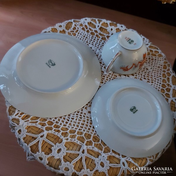 Antik Thomas Bavaria porcelán teás, reggeliző készlet, étkészlet különleges minta, jelzett,hibátlan