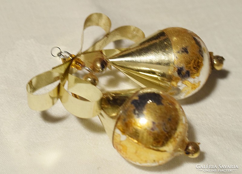 Old antique Christmas tree decoration with sphere bells
