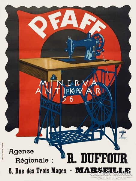 Pfaff régi vintage antik pedálos singer varrógép hirdetés plakát, Ludwig Hohlwein 1925 REPRINT