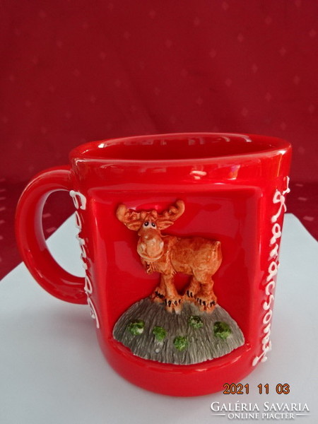 Hungarian porcelain glass with reindeer on the side. He has!