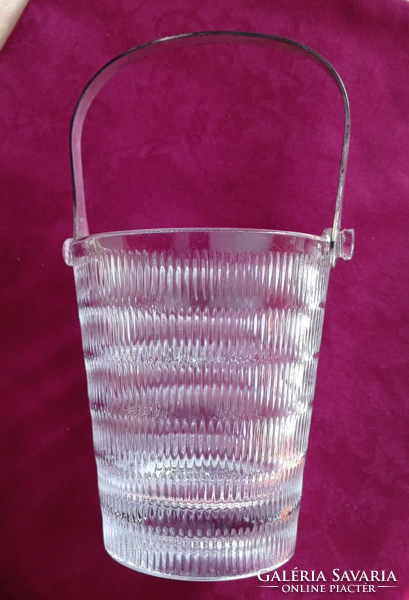 Crystal glass ice bucket with ice holder
