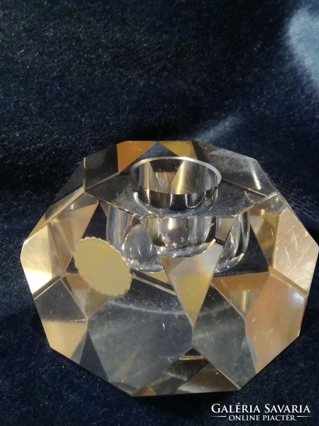 Crystal, diamond polished candle holder