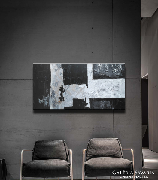 Red edit: black white modern abstract 120x60cm