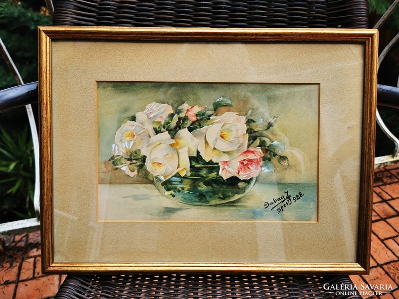 Antique rose watercolor, 1928